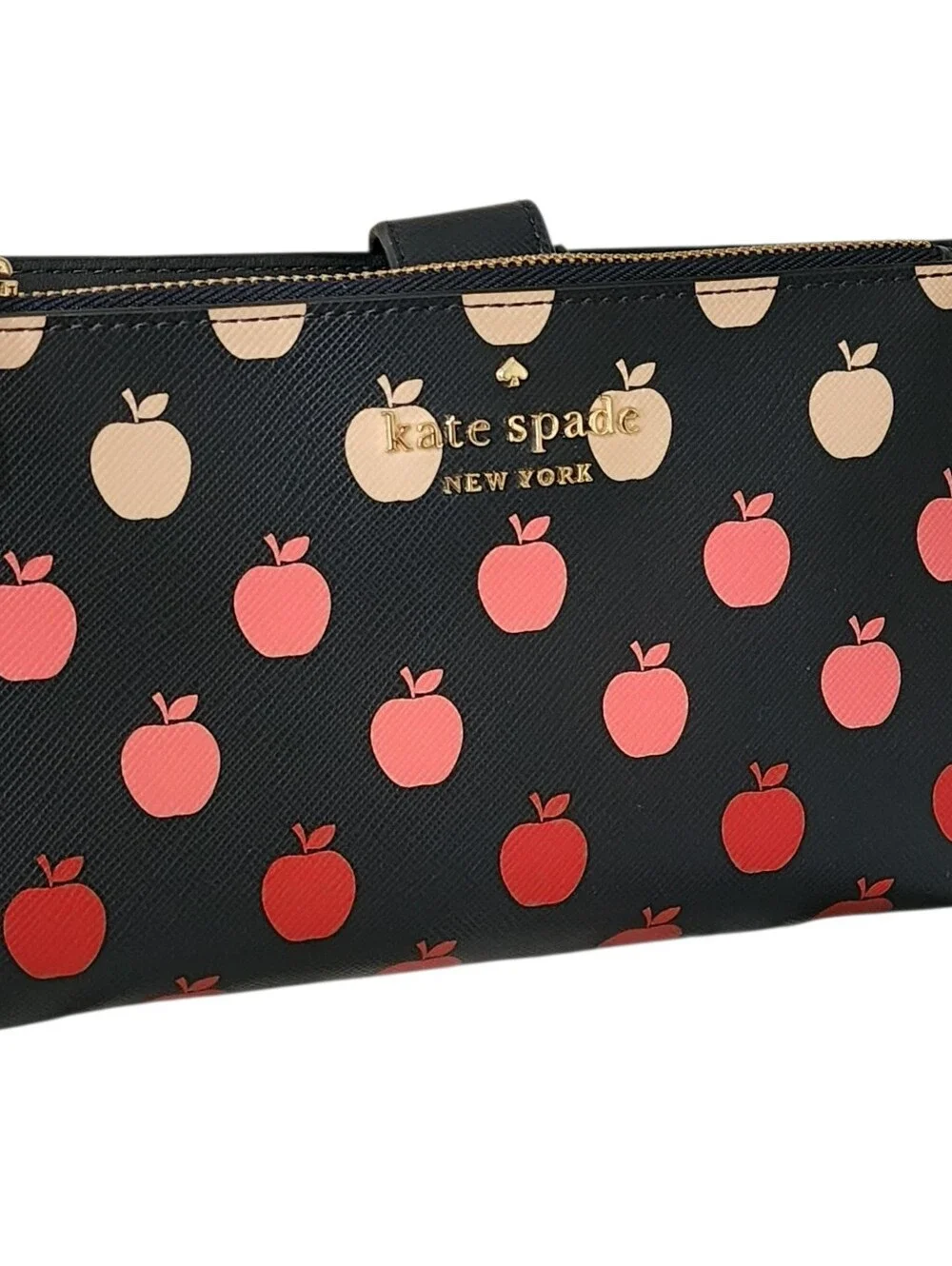 KATE SPADE Apple Wallet  Large Red Pink Continental  Multi Compartment EUC Navy